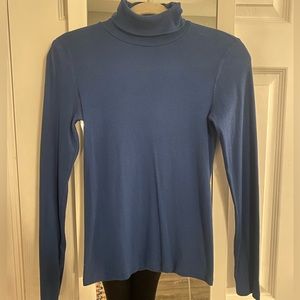 Everlane Navy Blue Micro Ribbed Turtleneck Shirt